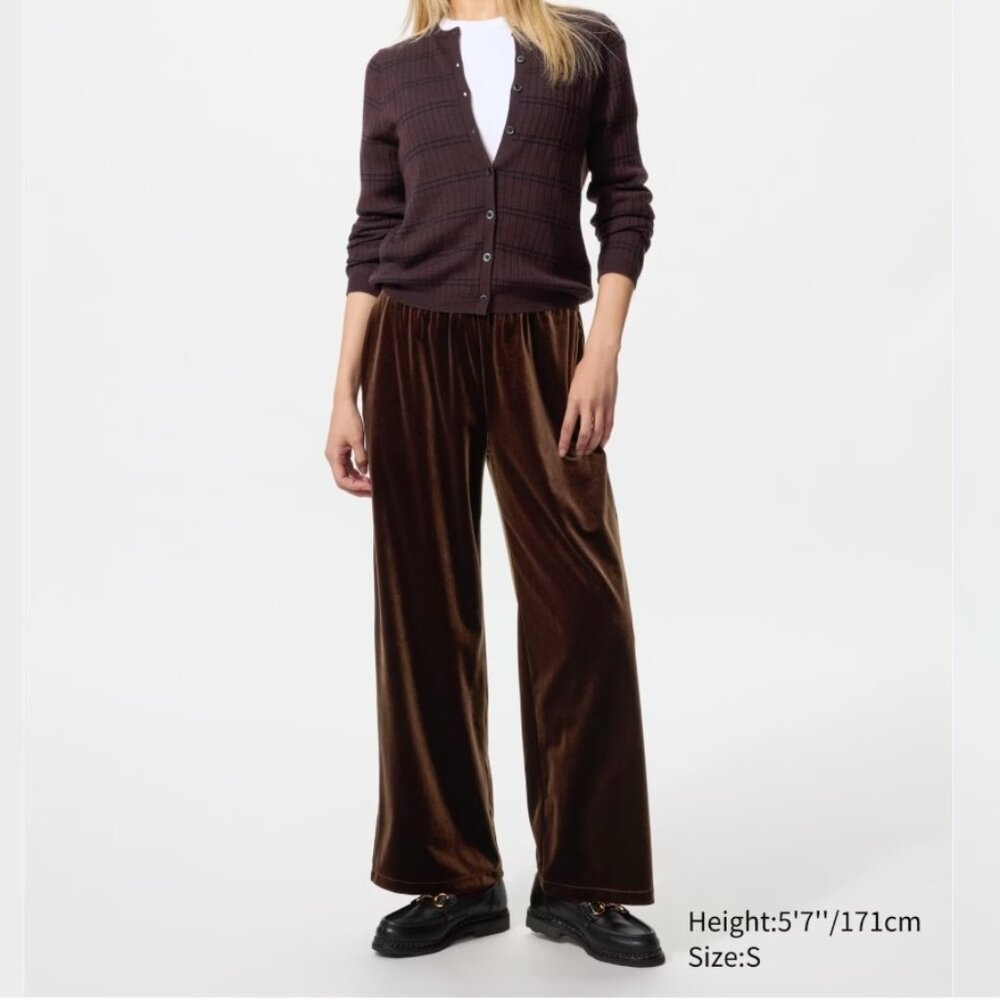 Uniqlo Soft Velour Easy Pants Brown Sz S